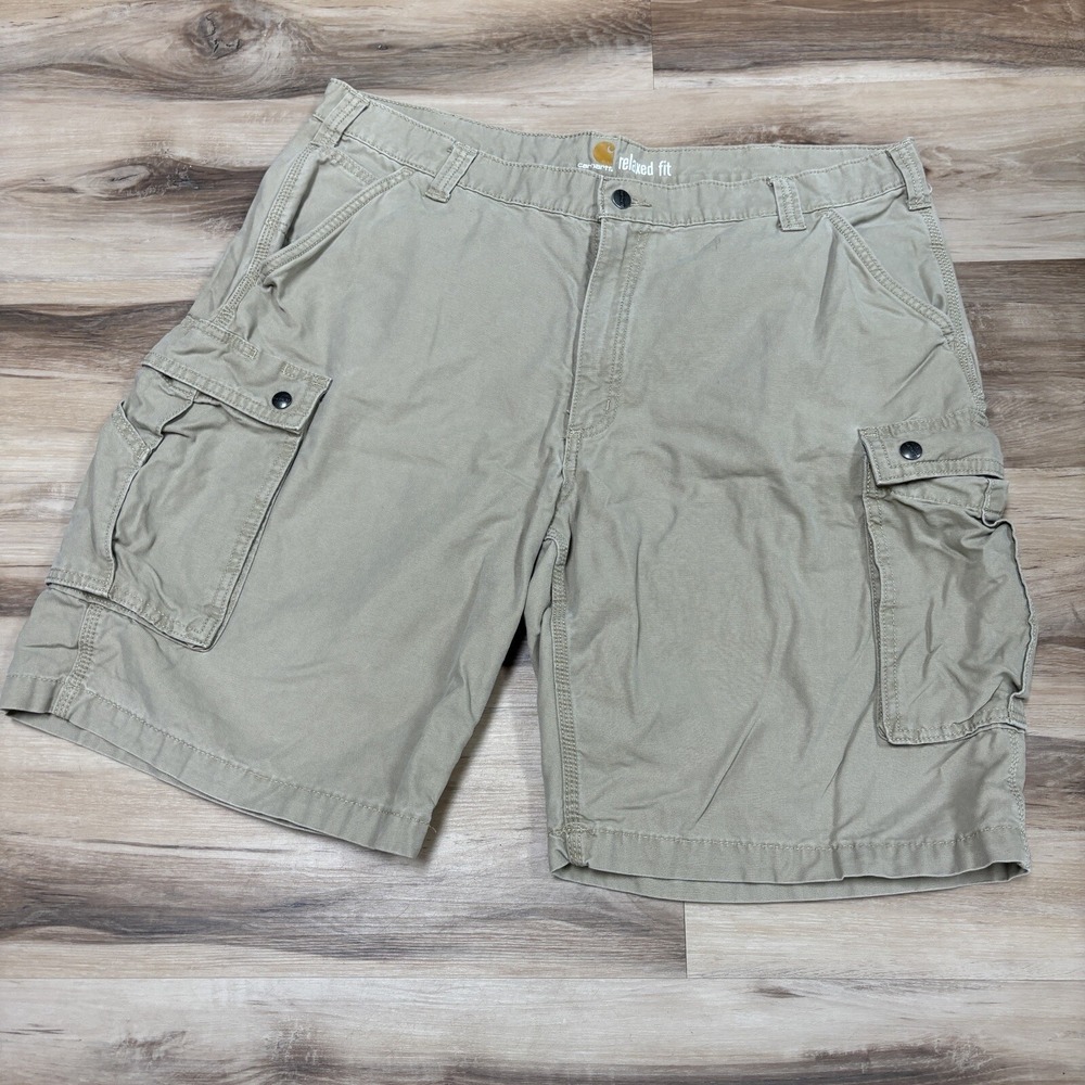 Carhartt Cargo Shorts Size 42 Relaxed Fit Workwear Cotton Canvas Khaki Tan